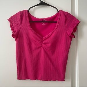 Pink Cropped XS Hollister Ribbed Tee